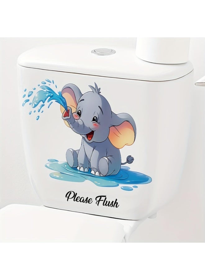 Toilet Wall Stickers Cute Elephant Please Flush Funny Toilet Lid Wall Decals Kid Bathroom Toilet Seat Lid Cover Decor Decal Peel and Stick Restroom Waterproof Wall Art Decor 9.06in*11.02in - Image 1